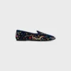 Aura Loafer in College Embroidered Velvet Aura Loafer in College Embroidered Velvet
