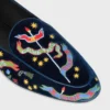 Aura Loafer in College Embroidered Velvet Aura Loafer in College Embroidered Velvet
