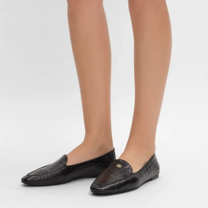 Aura Loafer in Crocodile Stamped Lambskin
