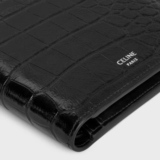 Bi-Fold Wallet in Crocodile Embossed Calfskin