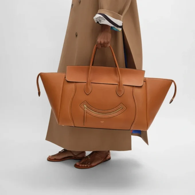 Big Smile Luggage in Natural Supple Calfskin