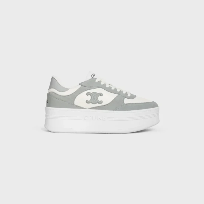 Block Wedge Sneaker in Calfskin and Suede Calfskin