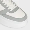 Block Wedge Sneaker in Calfskin and Suede Calfskin