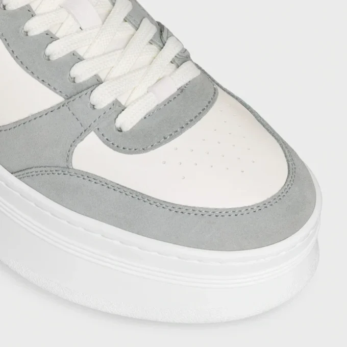 Block Wedge Sneaker in Calfskin and Suede Calfskin