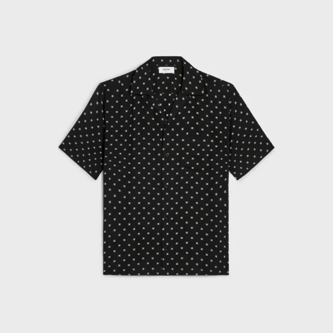 Bowling Shirt in Micro Triomphe Print Viscose