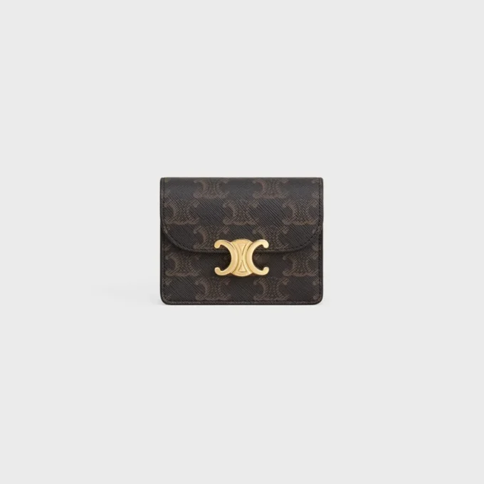 Business Card Holder Triomphe in Triomphe Canvas and Lambskin Business Card Holder Triomphe in Triomphe Canvas and Lambskin