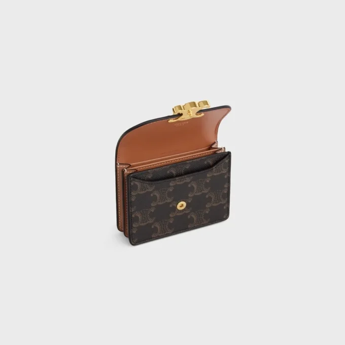 Business Card Holder Triomphe in Triomphe Canvas and Lambskin Business Card Holder Triomphe in Triomphe Canvas and Lambskin