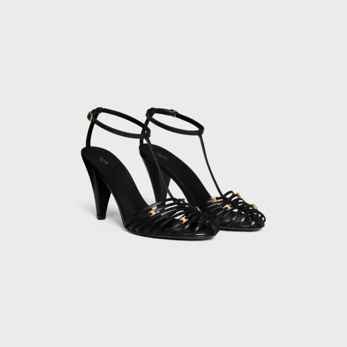 Cage Heeled Sandal in Goatskin
