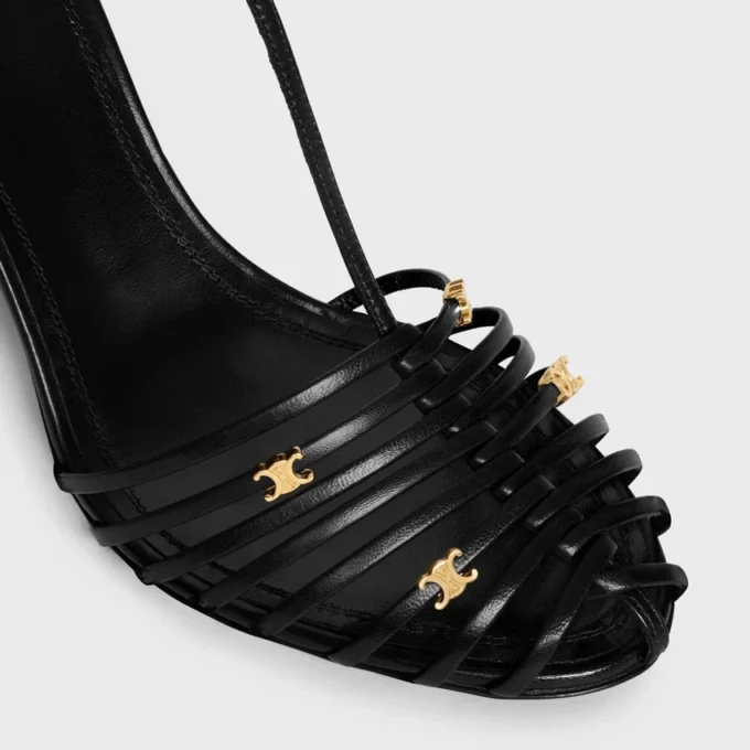 Cage Heeled Sandal in Goatskin