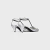 Cage Heeled Sandal in Laminated Lambskin