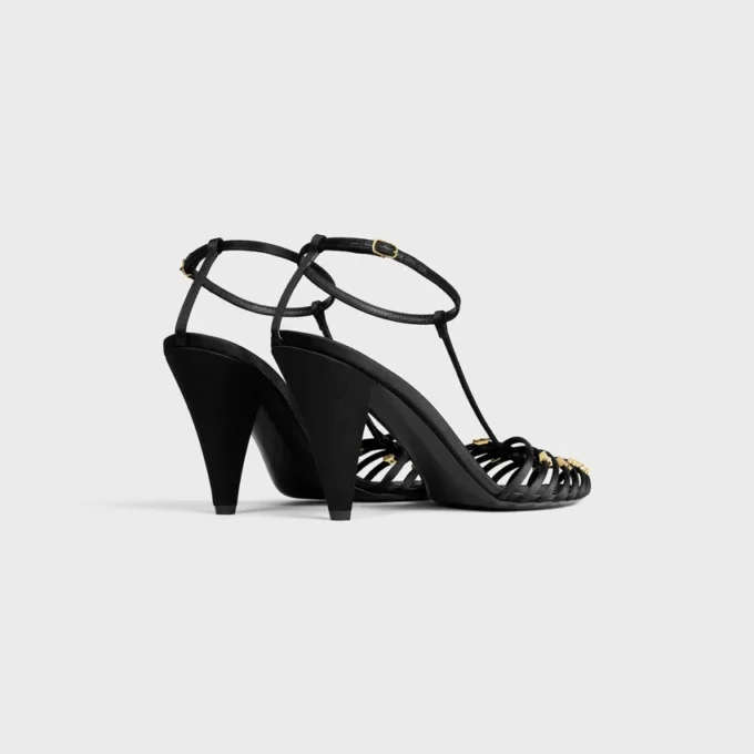 Cage Heeled Sandal in Satin