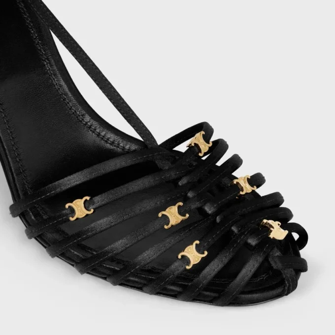 Cage Heeled Sandal in Satin