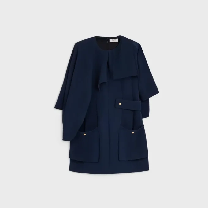 Cape Dress in Viscose Cady Cape Dress in Viscose Cady
