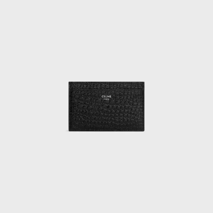 Card Holder in Crocodile Embossed Calfskin
