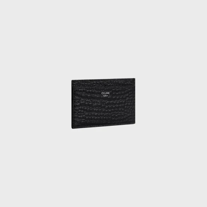 Card Holder in Crocodile Embossed Calfskin