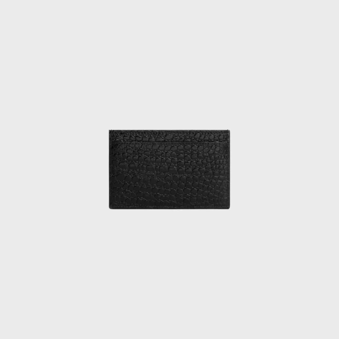 Card Holder in Crocodile Embossed Calfskin
