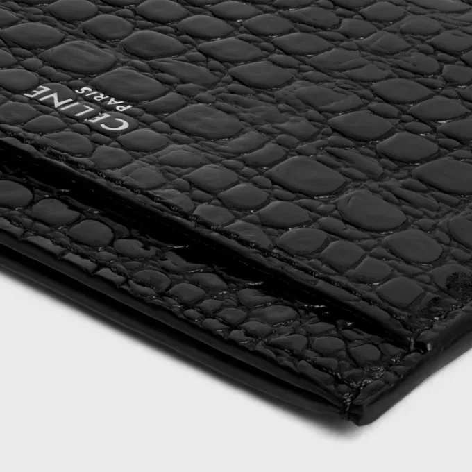 Card Holder in Crocodile Embossed Calfskin
