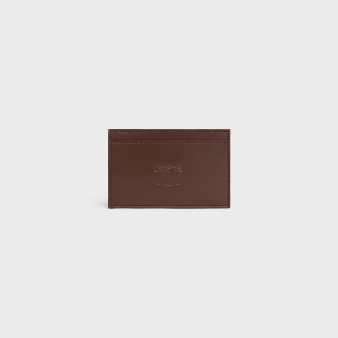 Card Holder in Satinated Calfskin with Triomphe Embossed Card Holder in Satinated Calfskin with Triomphe Embossed