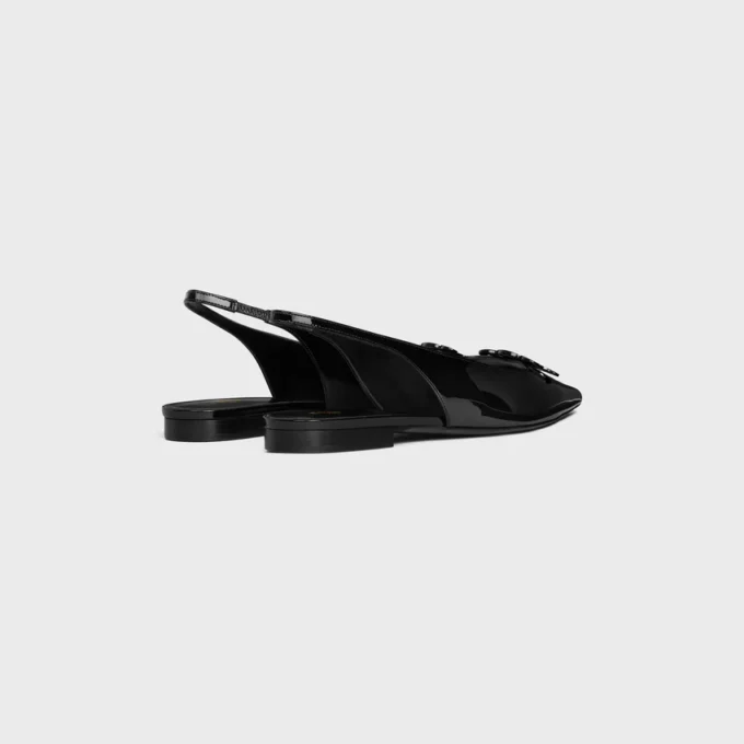 Celine Alma Triomphe Flat Slingback in Patent Calfskin