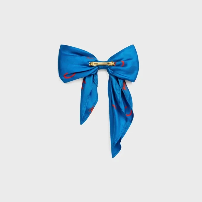 Celine Big Ribbon Hair Clip in Silk and Steel
