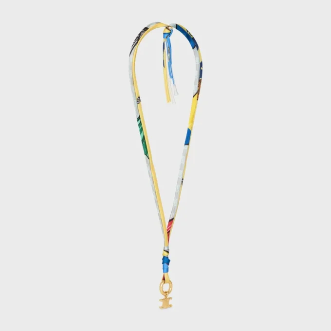 Celine Charms Cordon Necklace in Silk and Brass with Gold Finish Celine Charms Cordon Necklace in Silk and Brass with Gold Finish