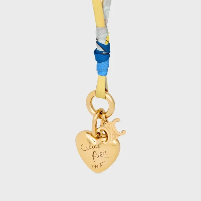 Celine Charms Cordon Necklace in Silk and Brass with Gold Finish Celine Charms Cordon Necklace in Silk and Brass with Gold Finish