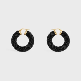 Celine Dafila Bold Hoops in Glass Beads and Brass with Gold Finish