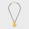 Celine Dafila Shell Necklace in Brass with Gold Finish and Silk Celine Dafila Shell Necklace in Brass with Gold Finish and Silk