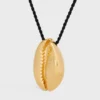 Celine Dafila Shell Necklace in Brass with Gold Finish and Silk Celine Dafila Shell Necklace in Brass with Gold Finish and Silk