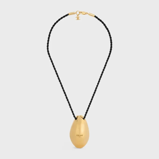 Celine Dafila Shell Necklace in Brass with Gold Finish and Silk Celine Dafila Shell Necklace in Brass with Gold Finish and Silk