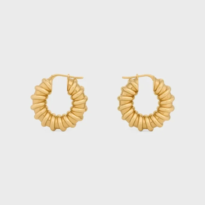 Celine Dafila Torsade Hoops in Brass with Gold Finish