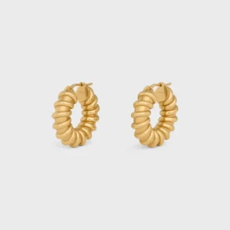 Celine Dafila Torsade Hoops in Brass with Gold Finish