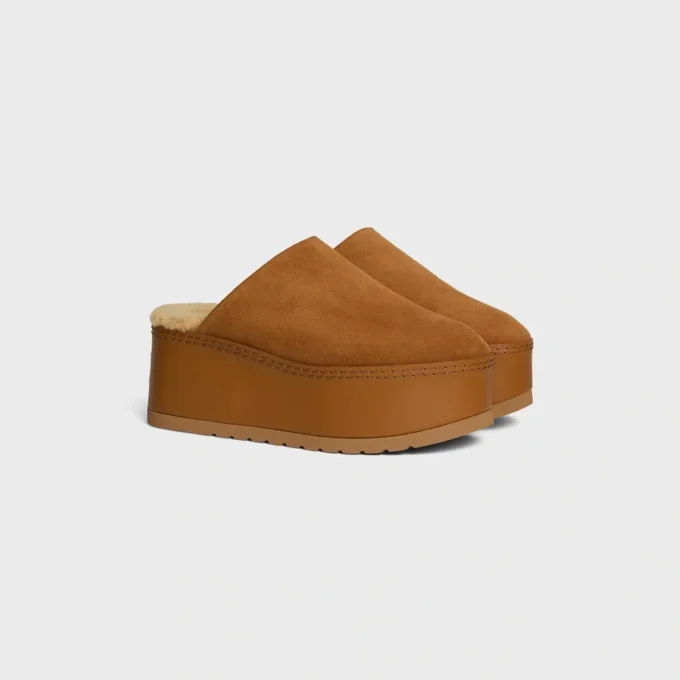 Celine Dana – Wedge Mule in Suede Calfskin