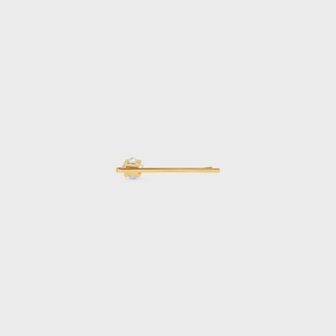 Celine Hair Slide in Brass with Gold Finish and Resin Pearls