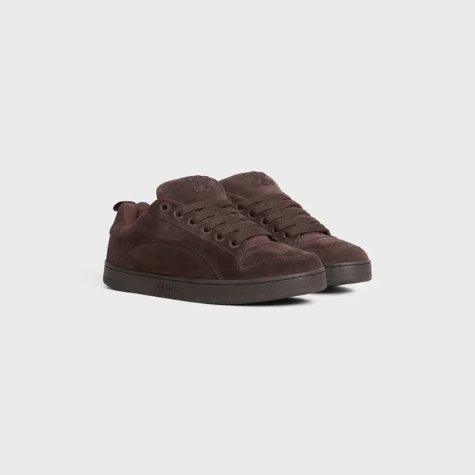 Celine Huntington Low Lace-Up Sneaker in Suede Calfskin and Mesh Celine Huntington Low Lace-Up Sneaker in Suede Calfskin and Mesh