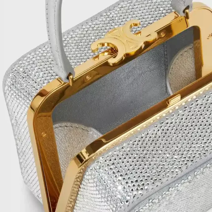 Celine Lana Minaudiere in Suede Calfskin with Strass