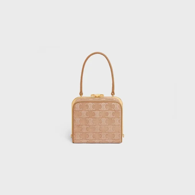 Celine Lana Minaudiere in Suede Calfskin with Triomphe Strass