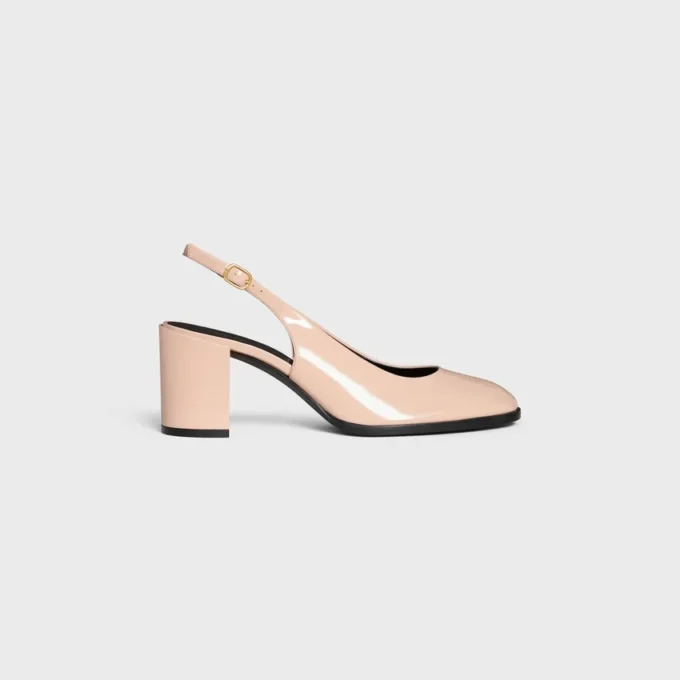 Celine Lily Perforated Triomphe Slingback in Patent Calfskin Celine Lily Perforated Triomphe Slingback in Patent Calfskin