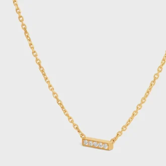 Celine Line Necklace in Yellow Gold and Diamonds