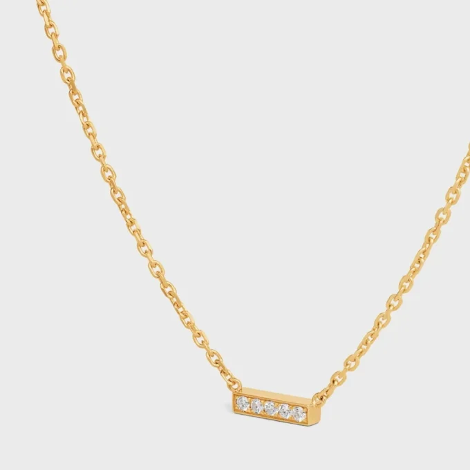 Celine Line Necklace in Yellow Gold and Diamonds