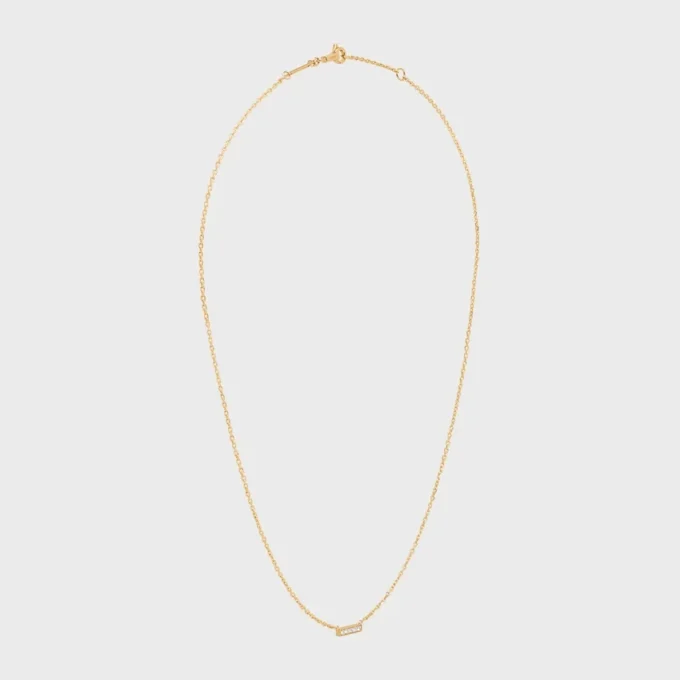 Celine Line Necklace in Yellow Gold and Diamonds