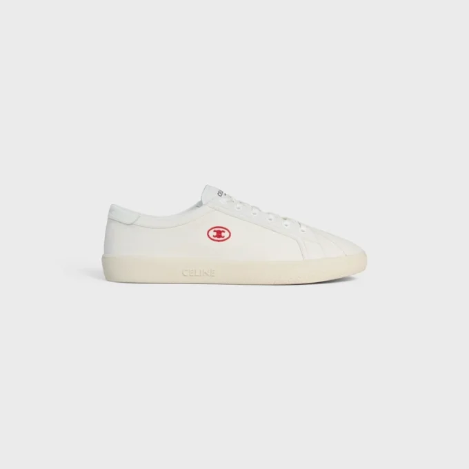 Celine Lou Low Lace-Up Sneaker with Triomphe in Canvas and Calfskin Celine Lou Low Lace-Up Sneaker with Triomphe in Canvas and Calfskin