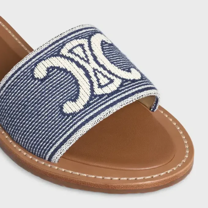 Celine Lympia Mule in Striped Textile with Triomphe