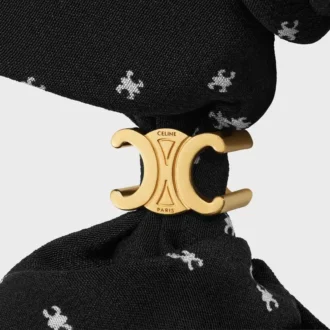 Celine Micro Triomphe Scrunchy in Silk and Brass with Gold Finish