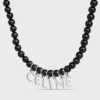 Celine Monochroms Beads Necklace in Onyx and Brass with Rhodium Finish Celine Monochroms Beads Necklace in Onyx and Brass with Rhodium Finish