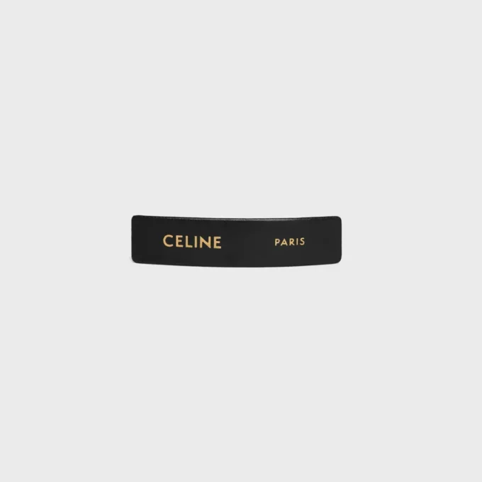 Celine Paris Hair Clip in Lambskin, Brass with Gold Finish and Steel