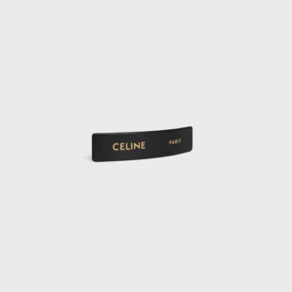 Celine Paris Hair Clip in Lambskin, Brass with Gold Finish and Steel