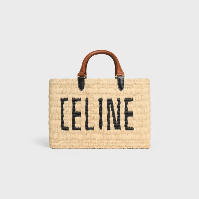 Celine Paris Panier  in Raffia and Calfskin