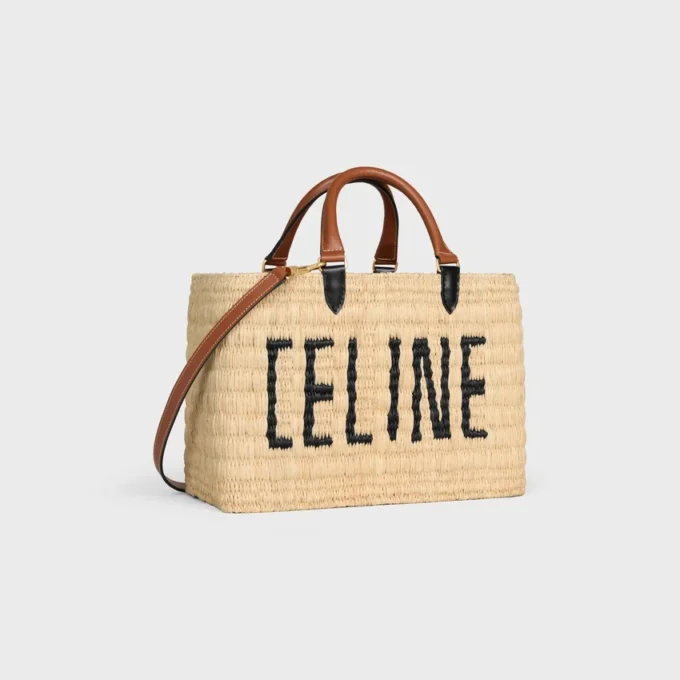 Celine Paris Panier  in Raffia and Calfskin