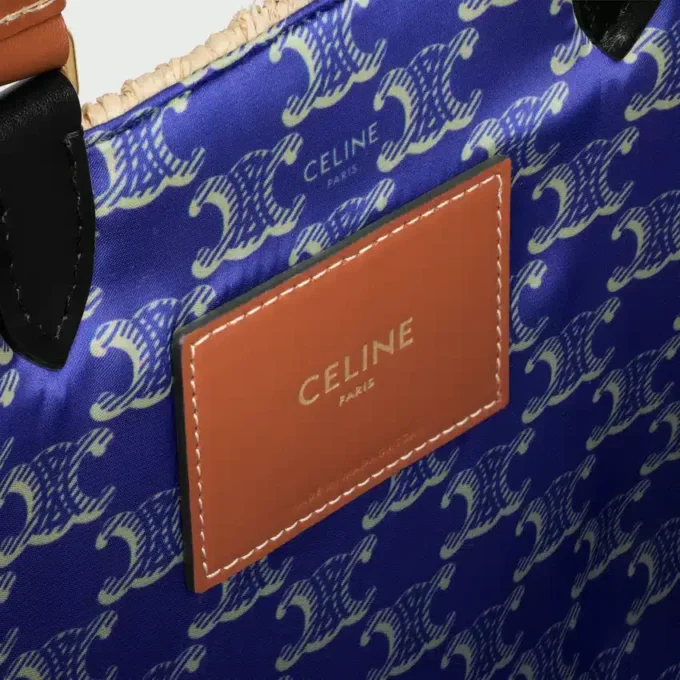 Celine Paris Panier  in Raffia and Calfskin